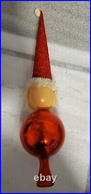 Vintage Blown Glass Santa Finial Christmas Tree Topper Western Germany