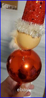 Vintage Blown Glass Santa Finial Christmas Tree Topper Western Germany
