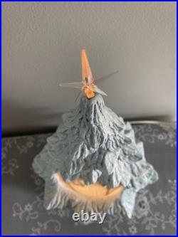 Vintage Blue Christmas Ceramic Tree Nativity Scene Glittery Corded Light 13 H