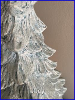 Vintage Blue Christmas Ceramic Tree Nativity Scene Glittery Corded Light 13 H