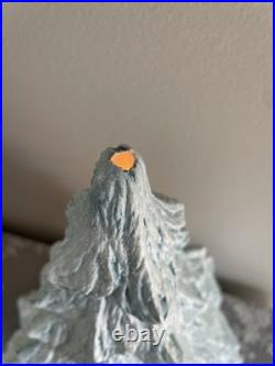 Vintage Blue Christmas Ceramic Tree Nativity Scene Glittery Corded Light 13 H