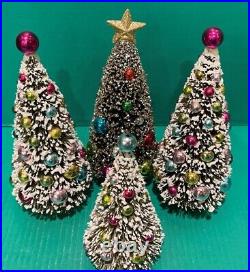 Vintage Bottle Brush Christmas Tree Group of 4 (8, 6)