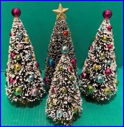 Vintage Bottle Brush Christmas Tree Group of 4 (8, 6)