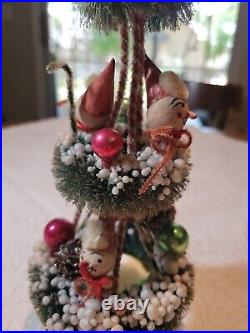 Vintage Bottle Brush Christmas Tree Spun Cotton Elves RARE