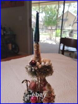 Vintage Bottle Brush Christmas Tree Spun Cotton Elves RARE