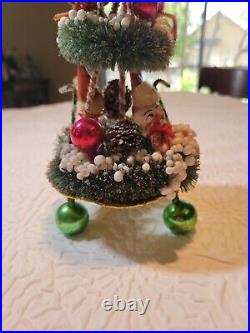 Vintage Bottle Brush Christmas Tree Spun Cotton Elves RARE