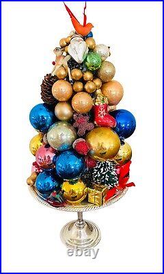Vintage Bottle Brush Ornament Christmas Tree 16 Inch High On Shiny Silver Plated