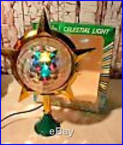 Vintage Bradford Celestial Light Christmas Tree Top Spinner with Box with Stand