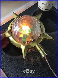 Vintage Bradford Celestial Revolving Tree Topper Star Spinner Plastic Gold