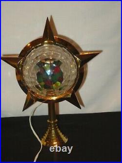 Vintage Bradford Celestial Star Christmas Tree Topper Rotating Gold (Z939)