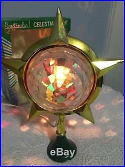Vintage Bradford Celestial Star Light Spinner Christmas Tree Topper With Box