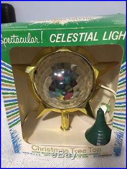 Vintage Bradford Celestial Star Light Spinner Christmas Tree Topper With Box