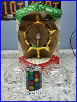 Vintage Bradford Celestial Star Rotating Light Tree Topper Atomic Christmas