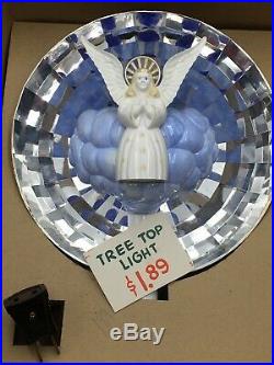Vintage Bradford Heavenly Reflecting Light Christmas Tree Top Topper Angel & Box