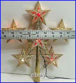 Vintage Bradford Star Beautiful Christmas Tree Topper Gold withMulti Color Stars