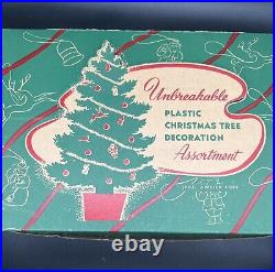 Vintage Bradford Unbreakable Plastic Christmas Tree Decoration Assortment with OB
