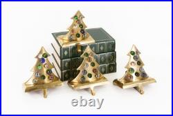 Vintage Brass Christmas Tree Stocking Holders (Set of 4)