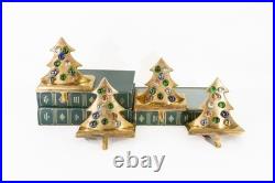 Vintage Brass Christmas Tree Stocking Holders (Set of 4)