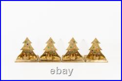 Vintage Brass Christmas Tree Stocking Holders (Set of 4)