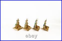 Vintage Brass Christmas Tree Stocking Holders (Set of 4)