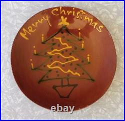 Vintage Breininger 10½ Merry Christmas Tree Redware Plate 1984 PA Folk Pottery