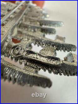 Vintage Brooch Hollycraft Christmas Tree White AB Rhinestone Silvertone