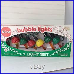 Vintage Bubble Lights Set Of 7 Original Box Ritz Christmas Tree 40's 50's
