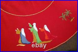 Vintage Bucilla Handmade Christmas Tree Skirt Felt Nativity