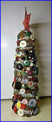 Vintage Button, Rhinestone, Pearl Christmas Tree 200 Victorian Etc Brooches OOAK