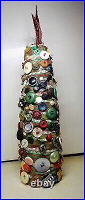 Vintage Button, Rhinestone, Pearl Christmas Tree 200 Victorian Etc Brooches OOAK