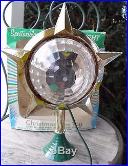 Vintage CELESTIAL Motion LIGHT Christmas Tree Top Working Electric Decoration
