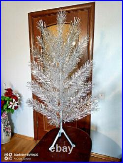 Vintage CHRISTMAS TREE USSR. Aluminum color 4Ft very rare. 1974s