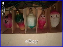 Vintage CHRISTMAS Tree String of 18 Figural Glass Bulbs Lamps C6 Lig rare! (B)