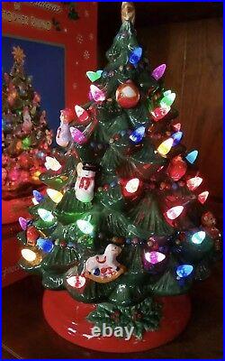 Vintage CHRISTOPER RADKO LIGHTED CERAMIC CHRISTMAS TREE Complete IN BOX