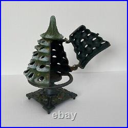 Vintage Cast Iron Christmas Tree Votive Holder Lantern