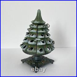 Vintage Cast Iron Christmas Tree Votive Holder Lantern