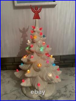 Vintage Ceramic 17 Christmas Tree Lighted Atlantic Mold White Glaze