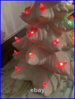 Vintage Ceramic 17 Christmas Tree Lighted Atlantic Mold White Glaze