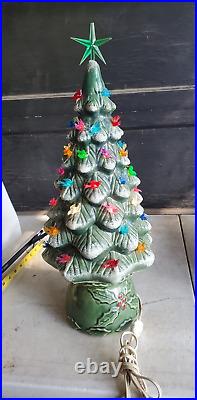 Vintage Ceramic 20 Christmas Tree Star Color Bird Lights Ceramic Base Rare