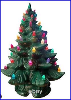 Vintage Ceramic Atlantic Mold Christmas Tree 19 Tall 49 Multicolor Bulbs