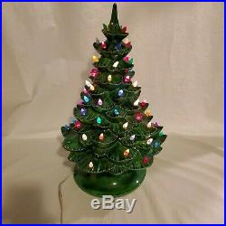 Vintage Ceramic Christmas Holiday Tree 19 Tall by Arnel With Light 2 Pieces