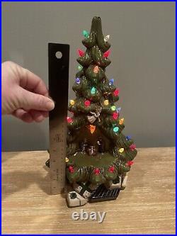 Vintage Ceramic Christmas Lighted Tree Nativity And Music Box-1st Noel RARE