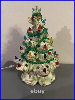 Vintage Ceramic Christmas Tree 15 Custom Painted & Decorated Atlantic Mold