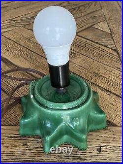 Vintage Ceramic Christmas Tree 15 Lights Star Base Green