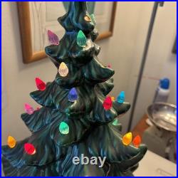 Vintage Ceramic Christmas Tree 15 Tall- Has Imperfections- Lights Up