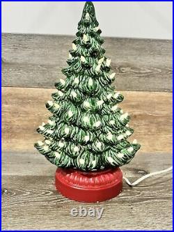 Vintage Ceramic Christmas Tree 16 Oval Shaped With Round Base