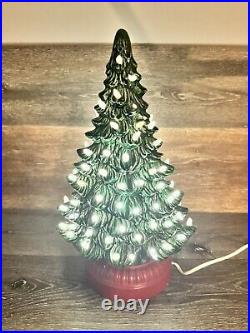 Vintage Ceramic Christmas Tree 16 Oval Shaped With Round Base