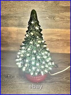 Vintage Ceramic Christmas Tree 16 Oval Shaped With Round Base