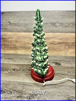 Vintage Ceramic Christmas Tree 16 Oval Shaped With Round Base