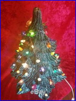 Vintage Ceramic Christmas Tree 16 Tall Lighted Bird & Butterfly Bulbs